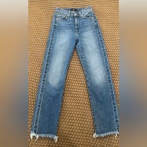 7 For All Mankind Blue Frayed Hem Jeans